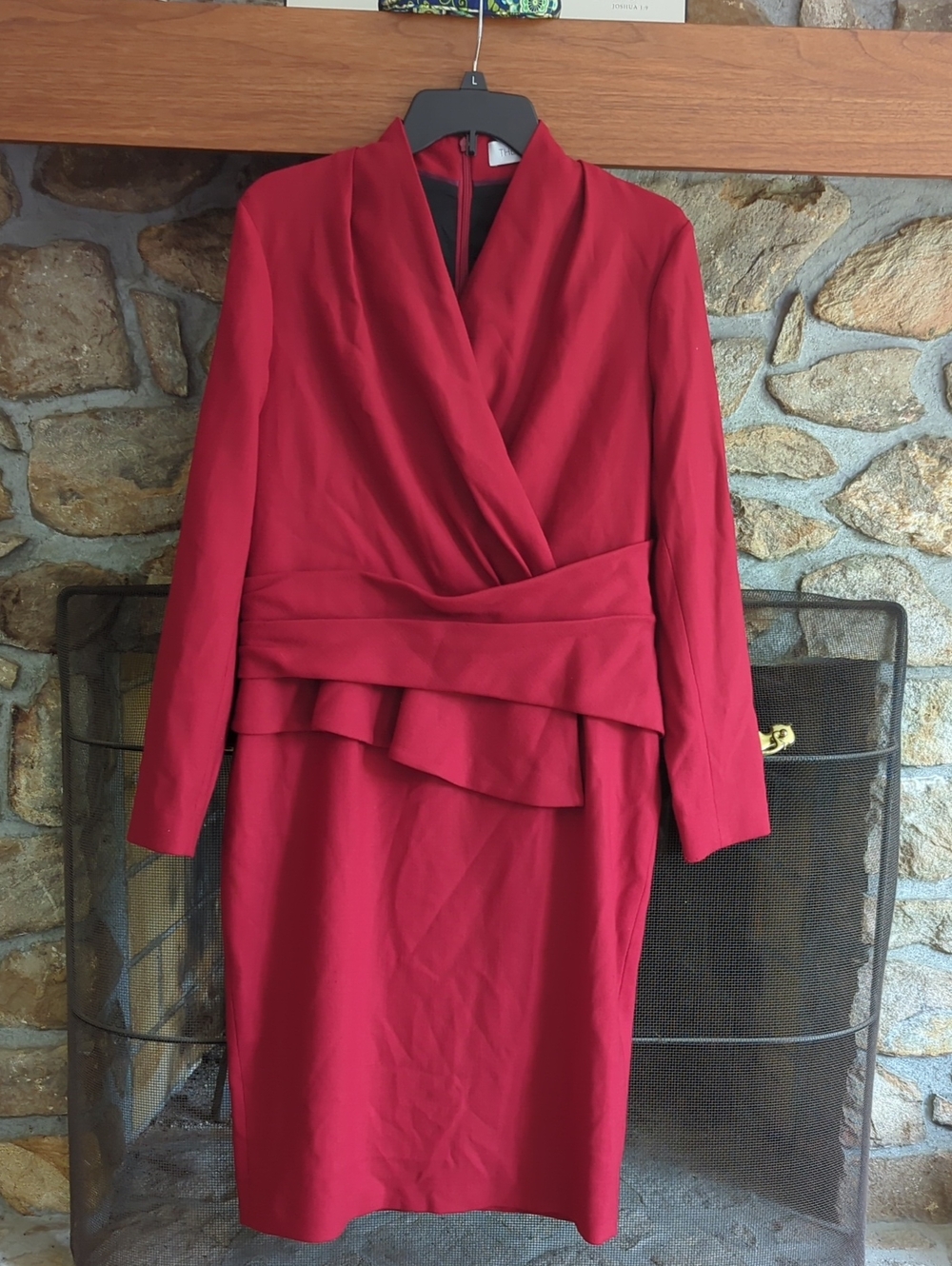 The Fold London Red Wool Blend Arlington Dress - Picture 3 of 10